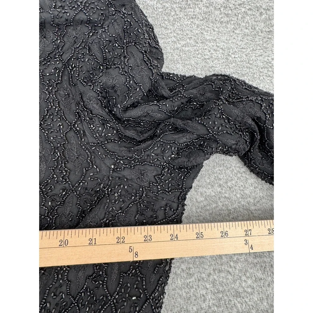 New Papell Boutique Evening Party Jacket Size 2X Black Fully Beaded Open Front